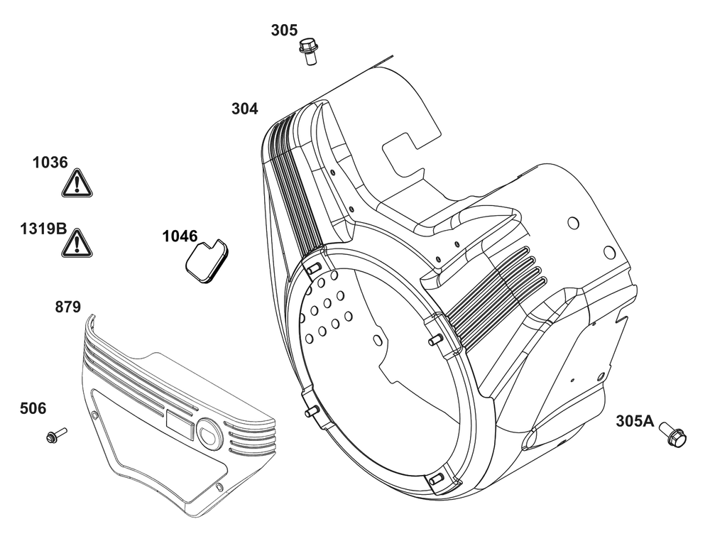 Blower Housing Group Diagram and Parts List for 385442-0401-G1  Briggs and Stratton Engine